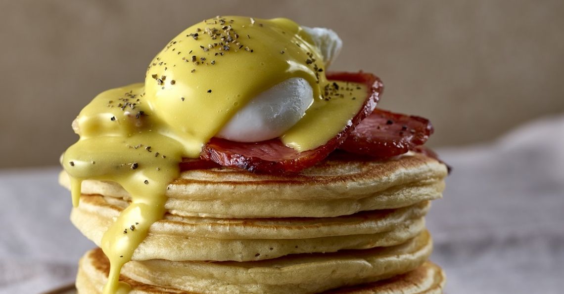Eggs Benedict pancakes Egg Recipes British Lion Eggs